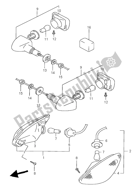 Tutte le parti per il Indicatore Di Direzione del Suzuki GSX 600F 2001