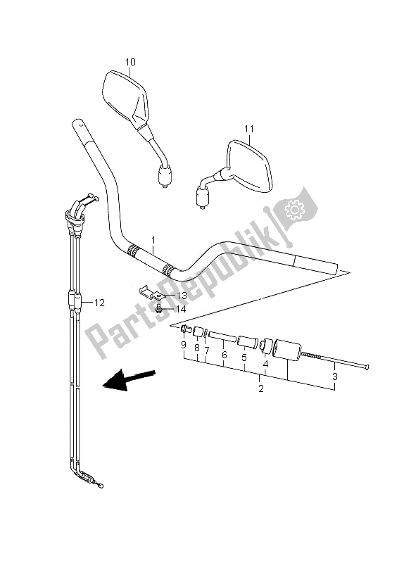 Tutte le parti per il Manubrio del Suzuki DL 1000 V Strom 2010