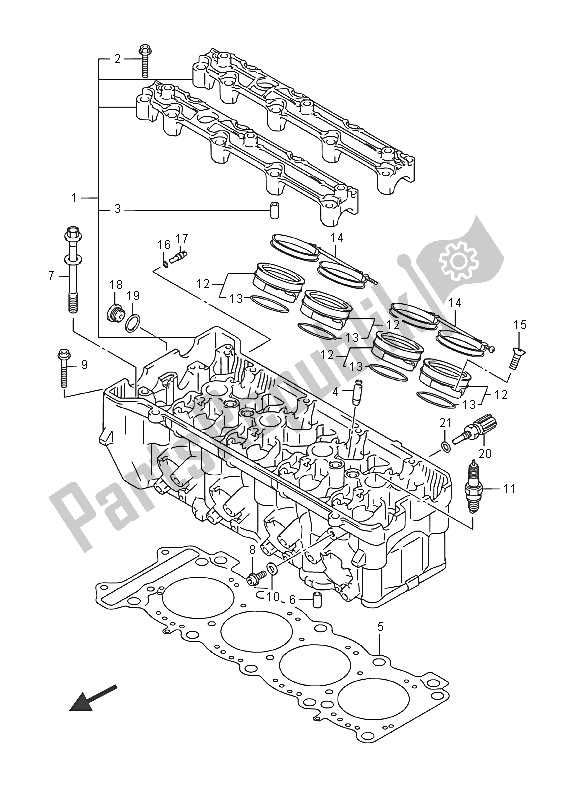 Alle onderdelen voor de Cilinderkop van de Suzuki GSX R 1000A 2016