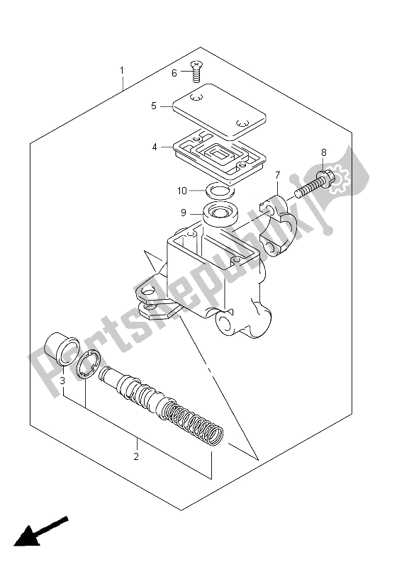 All parts for the Front Master Cylinder of the Suzuki LT A 400Z Kingquad ASI 4X4 2012