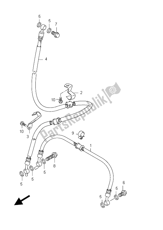 Tutte le parti per il Tubo Freno Anteriore (sfv650u E24) del Suzuki SFV 650A Gladius 2012