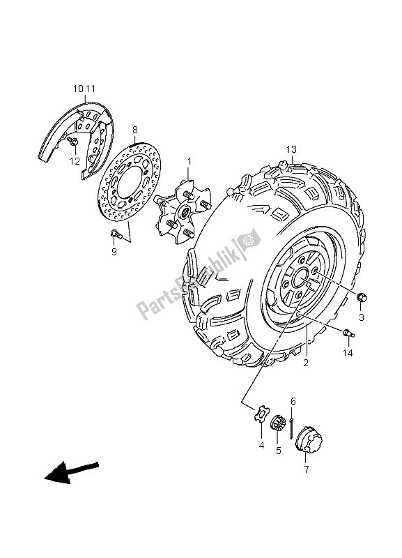 Tutte le parti per il Ruota Anteriore del Suzuki LT A 700X Kingquad 4X4 2005