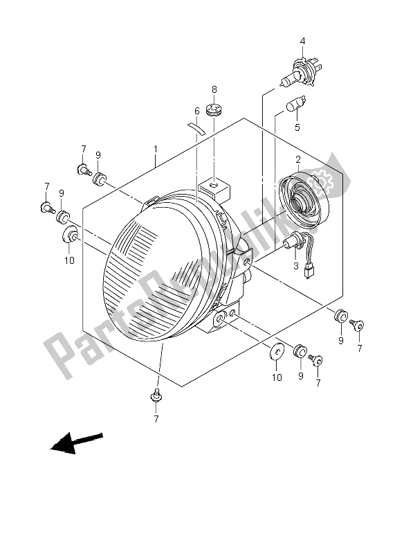 All parts for the Headlamp (vzr1800n-nu2) of the Suzuki VZR 1800 Rnzr2 M Intruder 2008