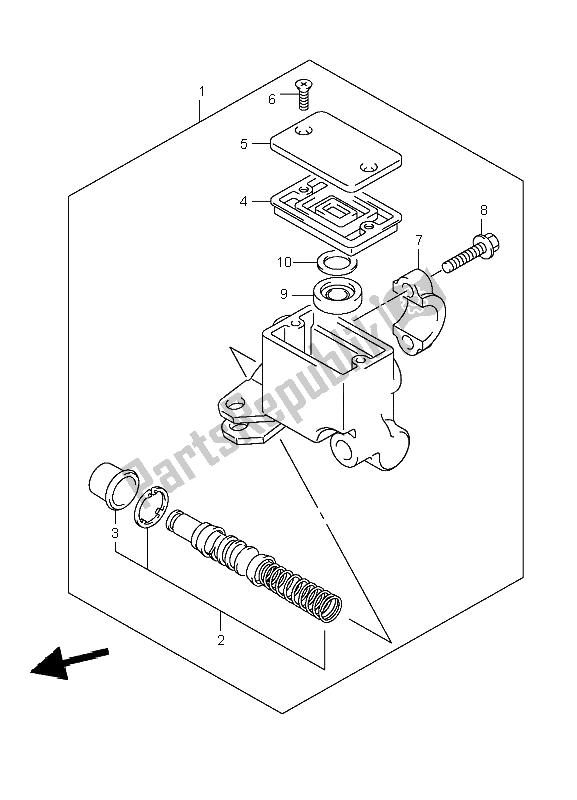 All parts for the Front Master Cylinder of the Suzuki LT A 700X Kingquad 4X4 2006