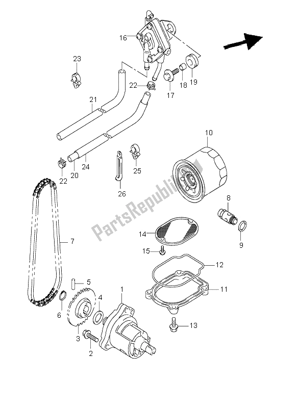 All parts for the Oil Pump & Fuel Pump of the Suzuki VL 800 Volusia 2001