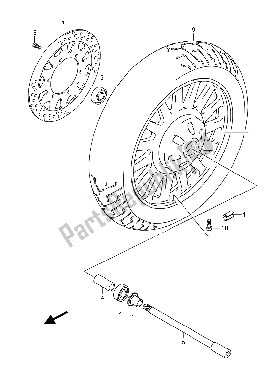 All parts for the Front Wheel (vl800c E02) of the Suzuki VL 800 CT Intruder 2014