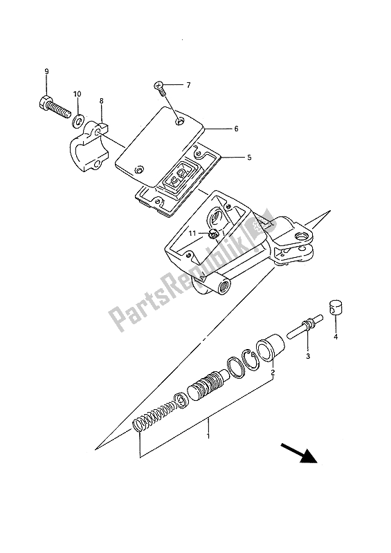 All parts for the Clutch Master Cylinder of the Suzuki GSX 1100F 1992