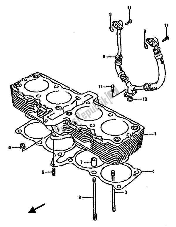 All parts for the Cylinder of the Suzuki GSX 750F 1991