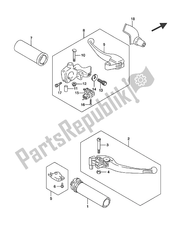 All parts for the Handle Lever of the Suzuki VL 800 Intruder 2016