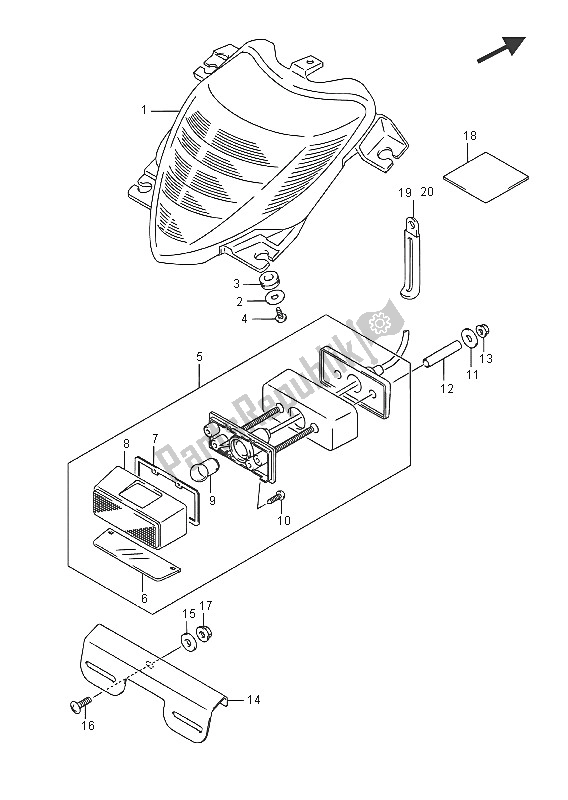 All parts for the Rear Combination Lamp (vzr1800 E19) of the Suzuki VZR 1800 BZ M Intruder 2016