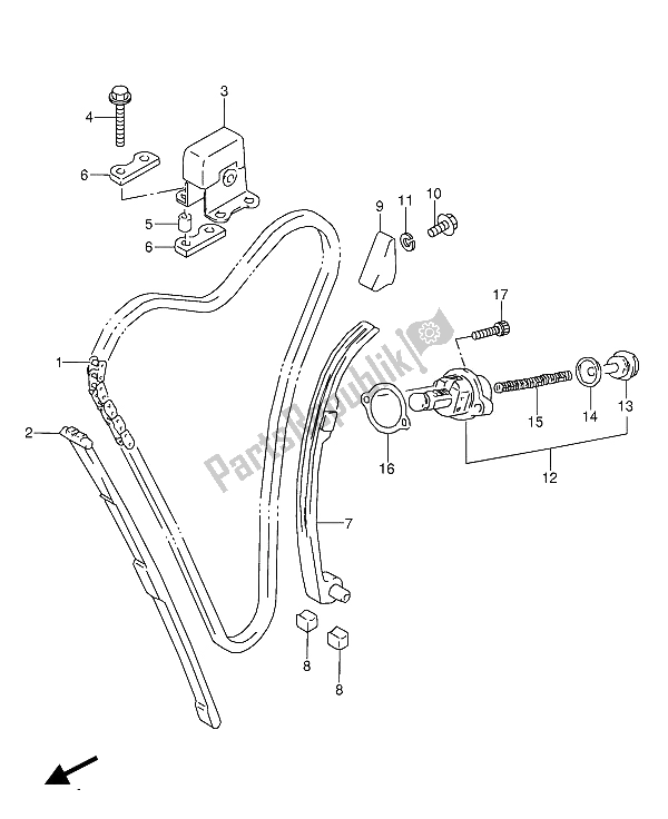 Alle onderdelen voor de Cam Ketting van de Suzuki GSX 600 FUU2 1990