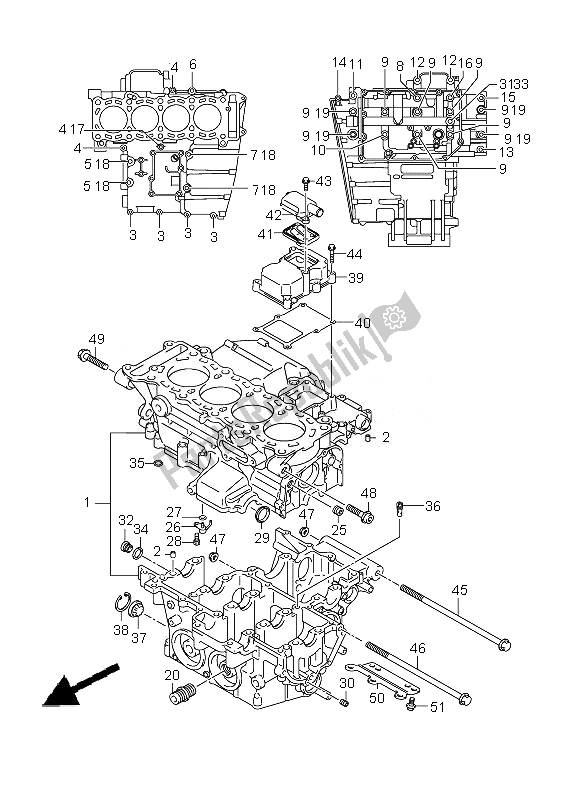 All parts for the Crankcase of the Suzuki GSX R 750 2010