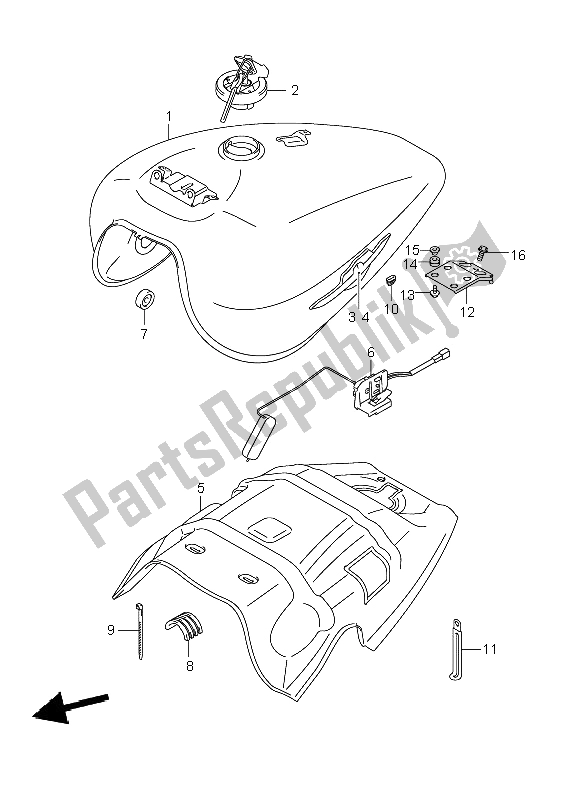 Tutte le parti per il Serbatoio Carburante (vzr1800z-zu2) del Suzuki VZR 1800 Rnzr2 M Intruder 2008