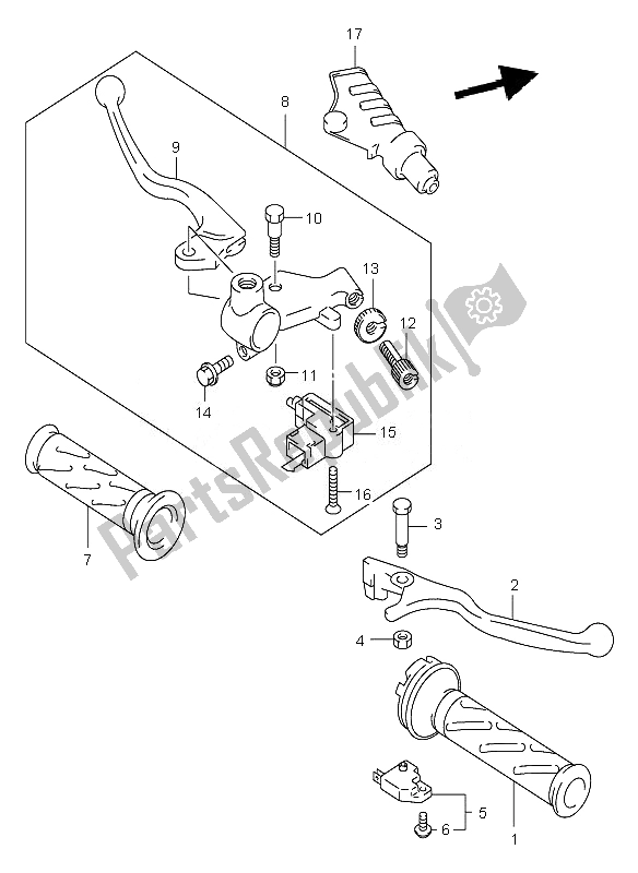 Tutte le parti per il Leva Della Maniglia del Suzuki VL 125 Intruder 2007