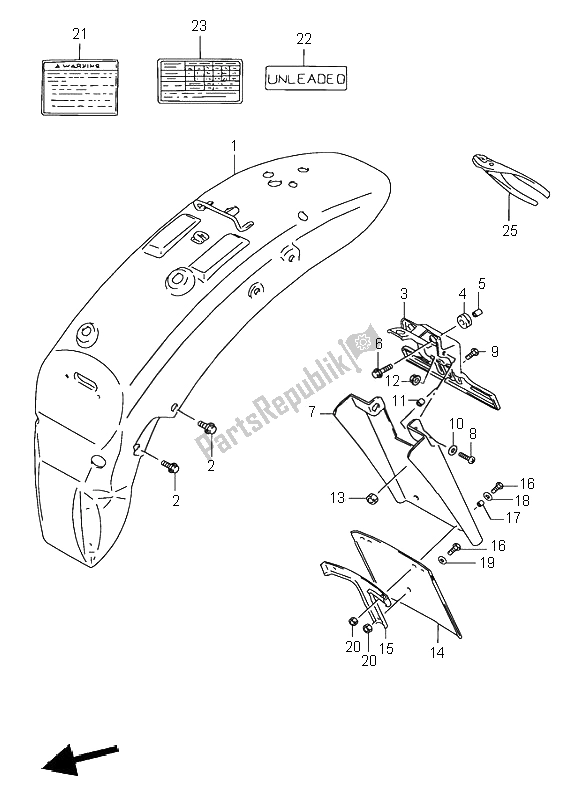 Toutes les pièces pour le Garde-boue Arrière du Suzuki VS 600 Intruder 1995