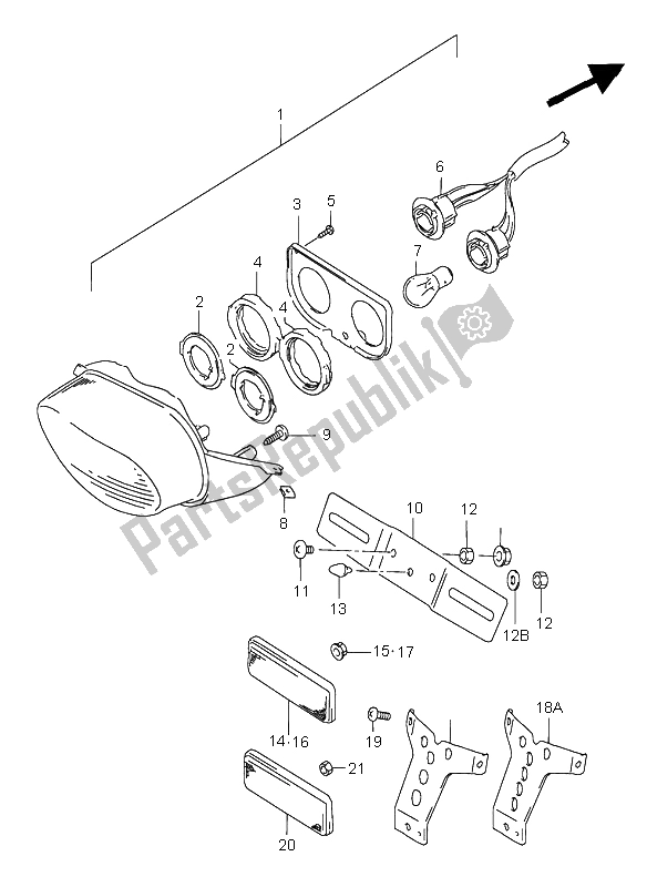 Tutte le parti per il Lampada Di Coda del Suzuki GSX R 750 1998