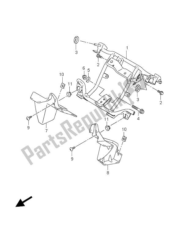 All parts for the Leg Shield Brace of the Suzuki UX 125 Sixteen 2008