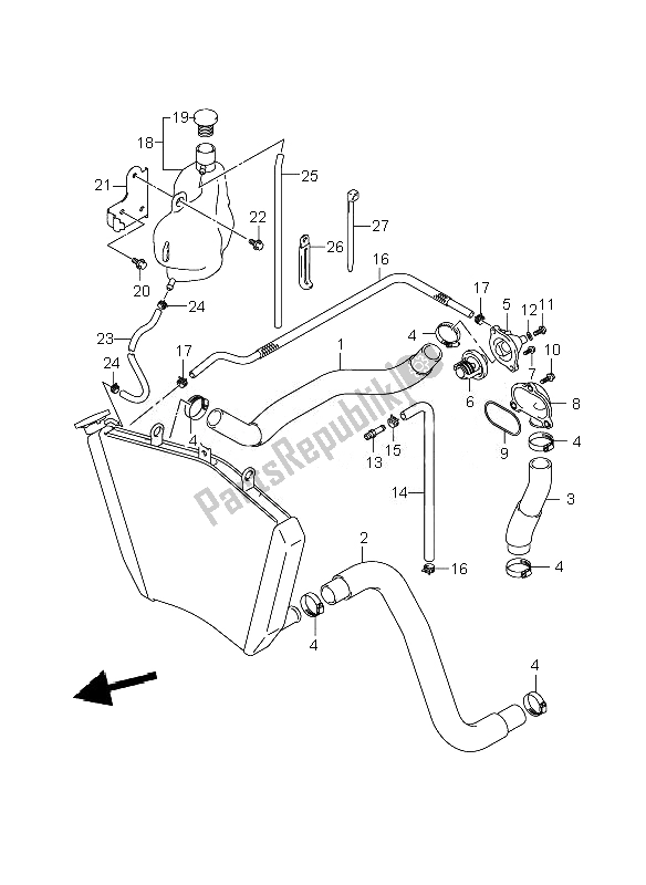 All parts for the Radiator Hose of the Suzuki GSX R 1000 2007