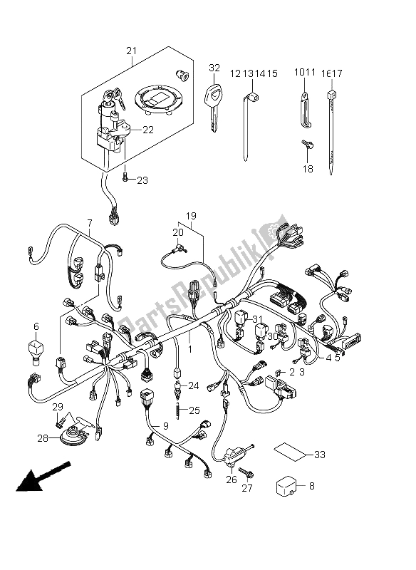 Tutte le parti per il Cablaggio (e24) del Suzuki GSX 1250 FA 2011