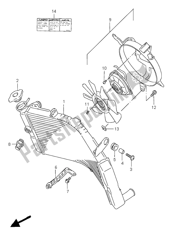 All parts for the Radiator of the Suzuki GSX R 750 1996