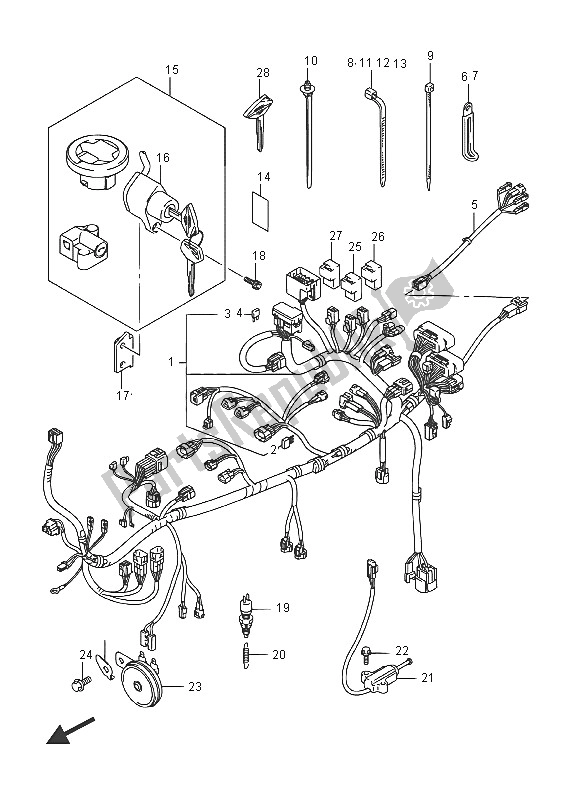 All parts for the Wiring Harness (vzr1800 E19) of the Suzuki VZR 1800 BZ M Intruder 2016