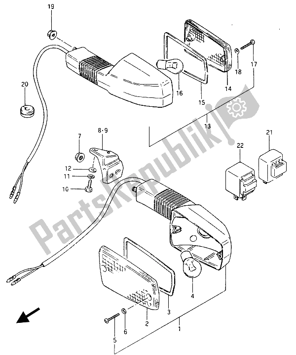 Tutte le parti per il Indicatore Di Direzione (e2-e21) del Suzuki GSX 750 ES 1986