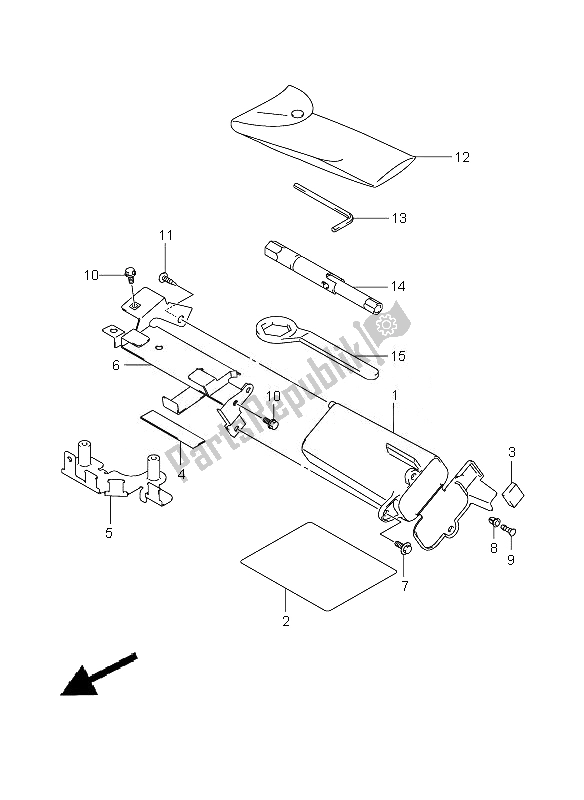 Alle onderdelen voor de Gereedschapshouder van de Suzuki GSX 1300 BKA B King 2010