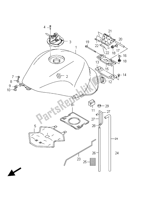 All parts for the Fuel Tank (gsx1300r E24) of the Suzuki GSX 1300R Hayabusa 2012