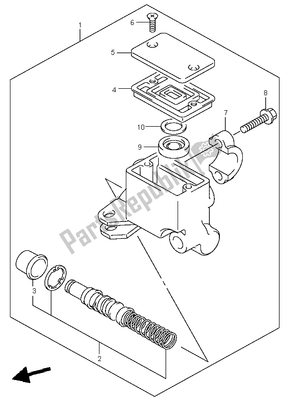 All parts for the Front Master Cylinder of the Suzuki LT A 400F Eiger 4X4 2004