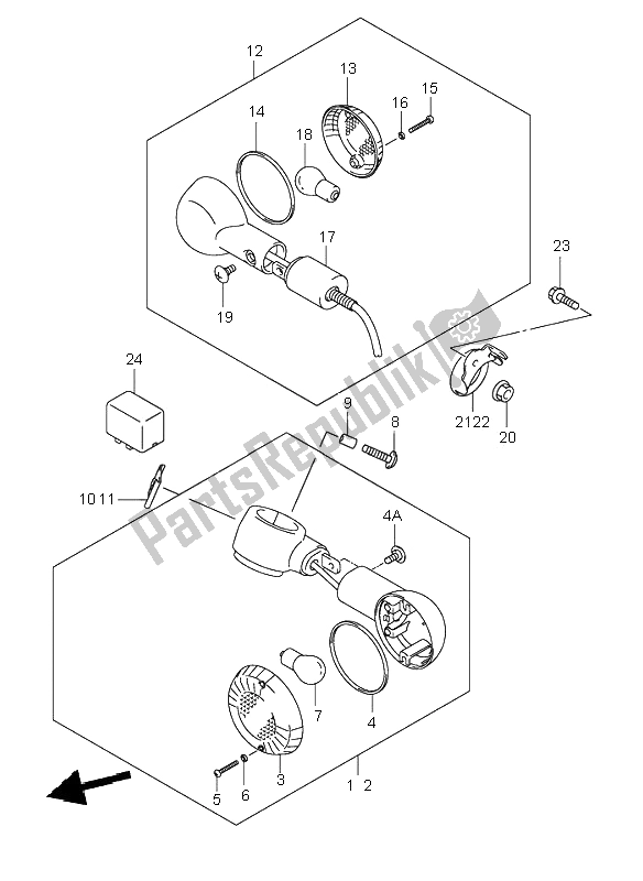 All parts for the Turn Signal Lamp of the Suzuki VL 125 Intruder 2002