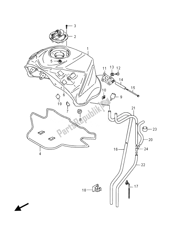 Alle onderdelen voor de Brandstoftank (gsx-r1000uf) van de Suzuki GSX R 1000 2014