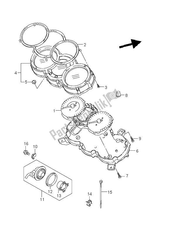 All parts for the Speedometer (dl650 E19) of the Suzuki DL 650A V Strom 2011