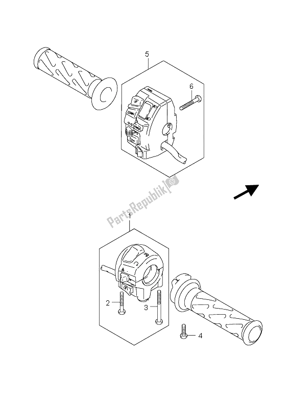 All parts for the Handle Switch (an650) of the Suzuki AN 650A Burgman Executive 2006