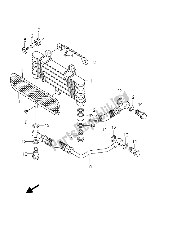 All parts for the Oil Cooler of the Suzuki DL 650 V Strom 2005