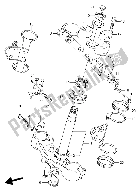 All parts for the Front Fork Bracket (dr-z400e E24) of the Suzuki DR Z 400E 2000