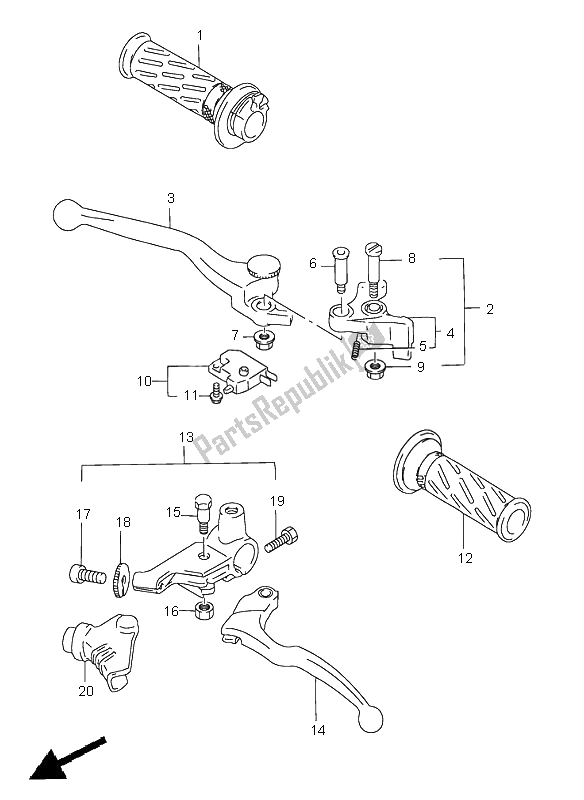 Todas las partes para Palanca De La Manija de Suzuki GS 500E 2000