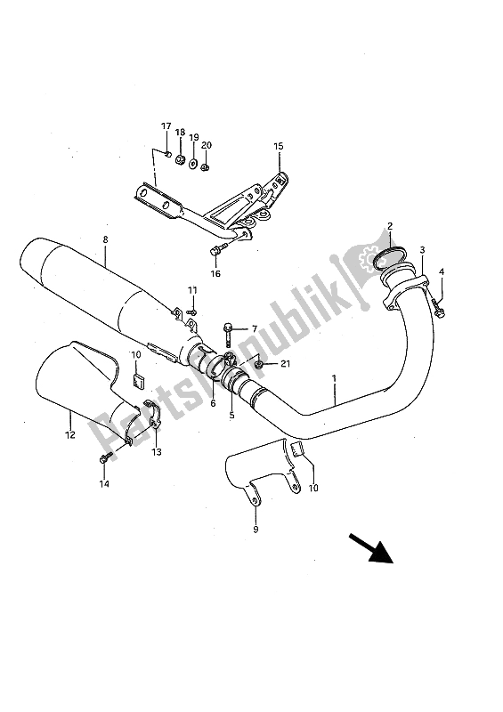 All parts for the Muffler of the Suzuki LS 650 FP Savage 1989