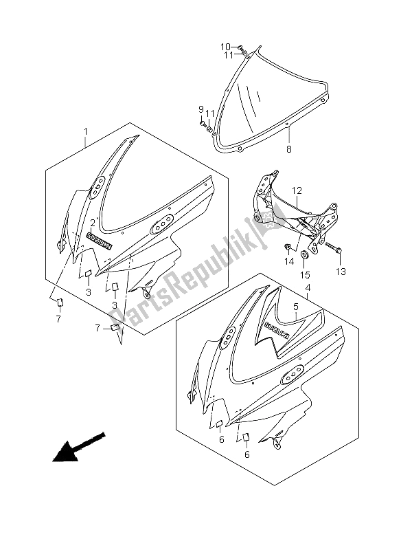 All parts for the Cowling Body of the Suzuki GSX R 600 2008