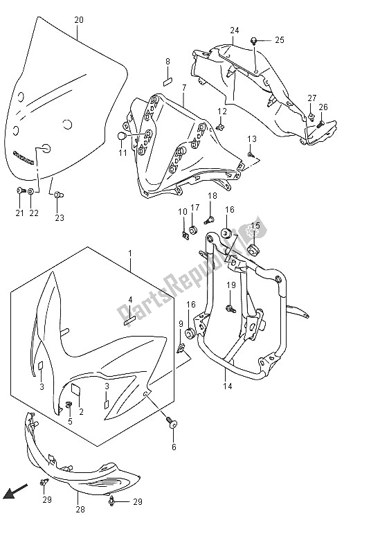 All parts for the Cowling Body (dl650a) of the Suzuki DL 650 AXT V Strom 2016