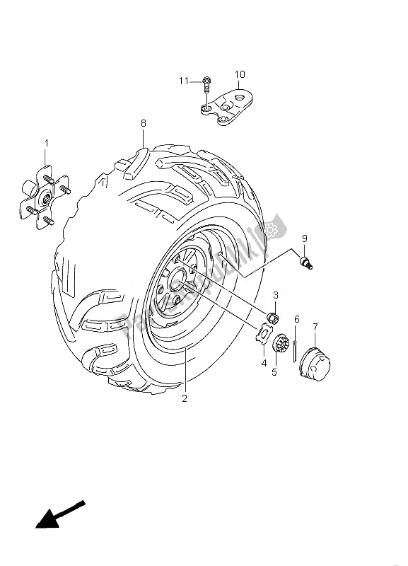 All parts for the Left Rear Wheel of the Suzuki LT A 750 XZ Kingquad AXI 4X4 2010