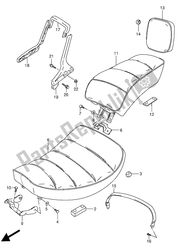 All parts for the Seat of the Suzuki VS 800 GL Intruder 1993