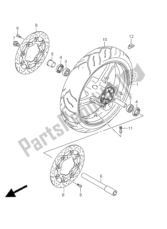Toutes les pièces pour le Roue Avant (gsf1250 E21) du Suzuki GSF 1250A Bandit 2011