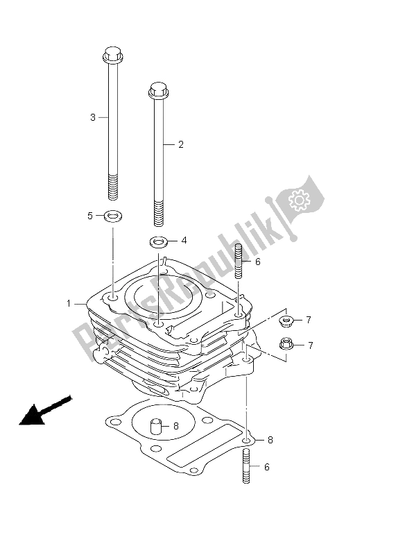 All parts for the Cylinder of the Suzuki DR Z 125 SW LW 2009