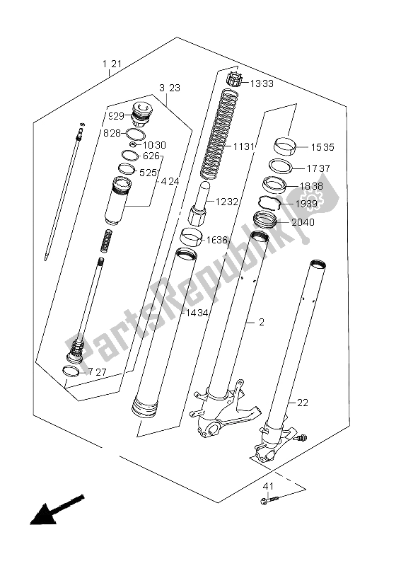 All parts for the Front Damper of the Suzuki GSX R 600 2011