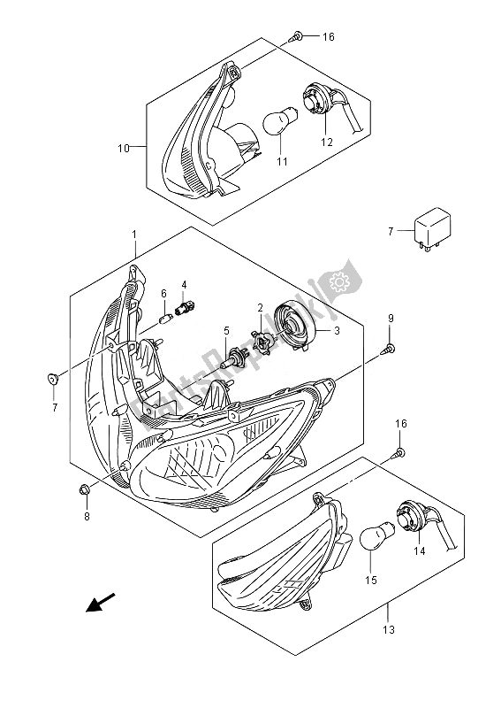 Tutte le parti per il Lampada Frontale Combinazione del Suzuki UH 200A Burgman 2014