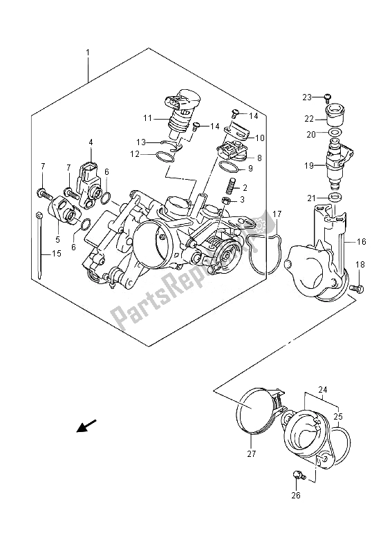 All parts for the Throttle Body of the Suzuki Burgman AN 400 AZA 2014