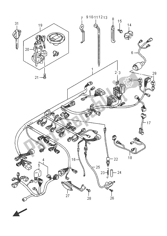 All parts for the Wiring Harness (gsx-r1000) of the Suzuki GSX R 1000A 2016