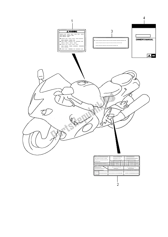 All parts for the Label (gsx1300ra E02) of the Suzuki GSX 1300 RA Hayabusa 2014