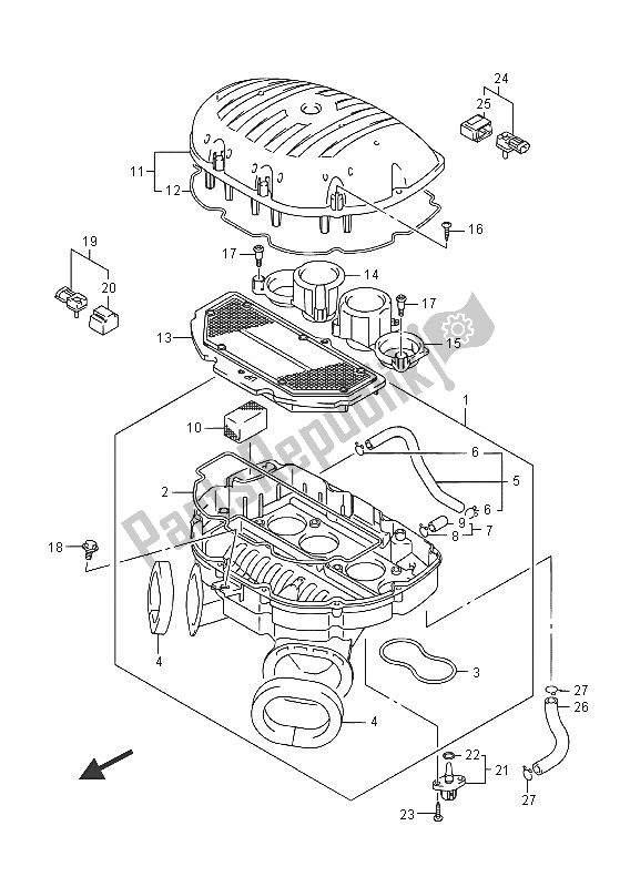 All parts for the Air Cleaner of the Suzuki GSX R 1000A 2016