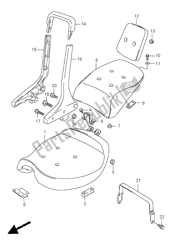 Alle onderdelen voor de Stoel van de Suzuki VS 1400 Intruder 2002